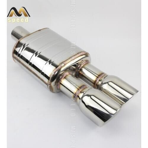 Car Accessories 304 stainless steel exhaust pipe muffler, universal 51mm -76mm pipe, double output 89mm output tail pipe
