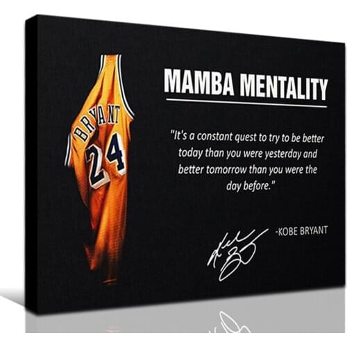 Black Inspiration Quotes Canvas Painting Basketball Player Sportman 24 Print Printing Wall Art Street Decor Posters For Boy Men