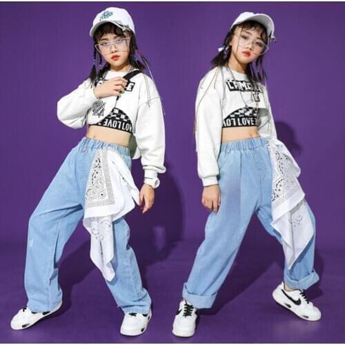 Kids Carnival Fashion Cool Hip Hop Clothing Crop Tops Running Casual Pants for Girls Boys Performance Jazz Dance Costume Clothes