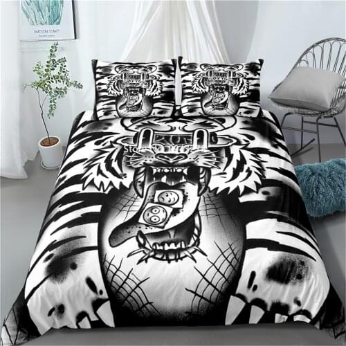 Home Textile Dark Black Animal Pattern Black and White Duvet Quilt Cover Pillowcase Bedding Adult Children Bedroom Decoration
