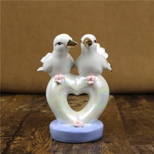 Porcelain Pigeon Lovers Figurine Decorative Ceramic Couple Bird Miniature Gift Craft Wedding Decor Valentines Day Accessories