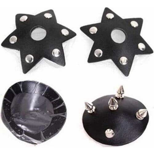 2PCS Punk Leather Rivet Studs Nipple Cover Stickers Breast Pasties Reusable Toy