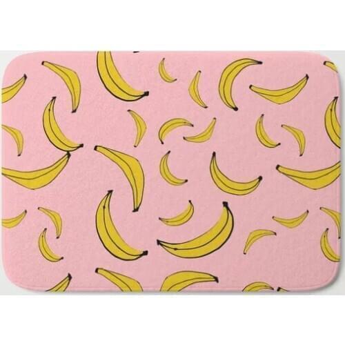 HOT Bathroom Rugs Sea of Bananas Pink Bath Mat Flannel Absorbent Non Slip Doormat Entrance Door Bath Room Mats