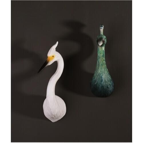 Creative Red Crowned Crane Peacock Statue Wall Decor Wall Hanging Ornament Living Room Porch Animal Sofa Background Wall Pendant