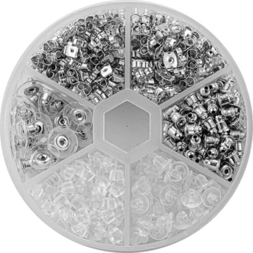 Earring Posts Hypoallergenic Flat Pad Earring Studs with Butterfly and Rubber Bullet Earring Backs for Jewelry Making H9ED