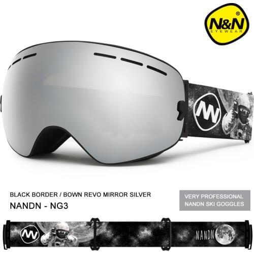 NANDN ski goggles snowboard double layers UV400 anti-fog big ski mask glasses skiing