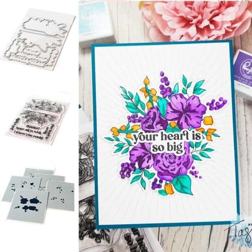 Just a Hello Floral Metal Cutting Dies and Silicone Stamps Stencil DIY Scrapbooking Paper Handmade Album Stamp Die Sheets New