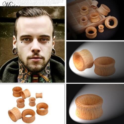 Miqiao 1 pair Wood Ear Tunnel Hollow Earrings Ear Stretcher Wood Expander 8-20mm Piericing Stretcher Body Jewelry Piercing
