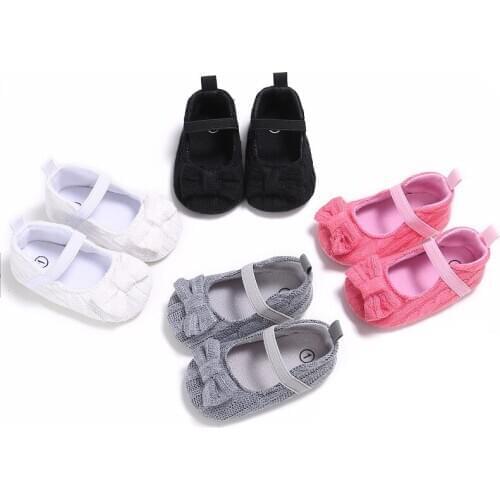 Fashion baby female baby solid color cotton bow soft sole shoes