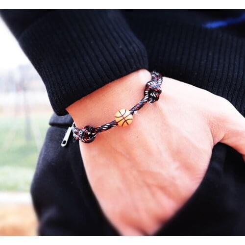 2021 Fashion Wax Rope Bracelet Men Cretaive Basketball Design 5 colors Charm Braclet For Hombre Adjustable Thread Braslet Gift