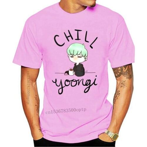 Mens Hipster Short Sleeve Tee Tops Men Funny O Neck Short Sleeve Cotton T-Shirt Chill Min Yoongi White Tees T-Shirt