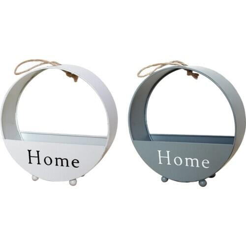 Set 2pcs Country Style Flower Plant Rope Hanging Basket Flowerpot Wall Shelf