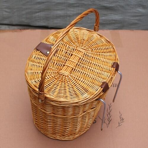 2019 New Multifunctional Wicker with Lid Bicycle Basket Supermarket Portable Shopping Bike Tube Frame Front Carrier Basket