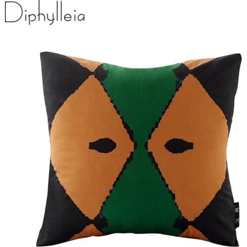 Diphylleia New Chinese Style Cushion Cover Double Fish Moss Peat Black Terra Cotta Inspirational Designer Pillow Case 45x45cm