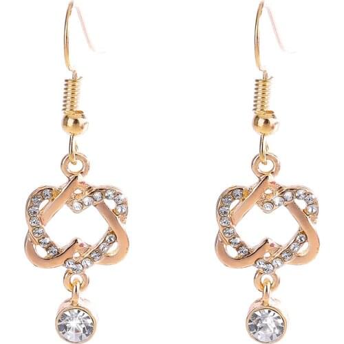 New Luxury Crystal CZ Double Heart Earings Zirconia Bling Bling Rhinestone Love Heart Earings for Women Girls Ear Jewelry Gifts