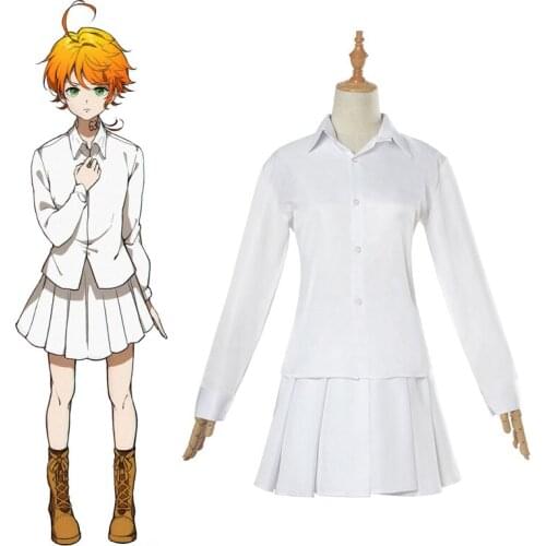 The Promised Neverland Cosplay Emma Norman Ray Costume Yakusoku no Neverland School Uniform Halloween Party Suit White Set