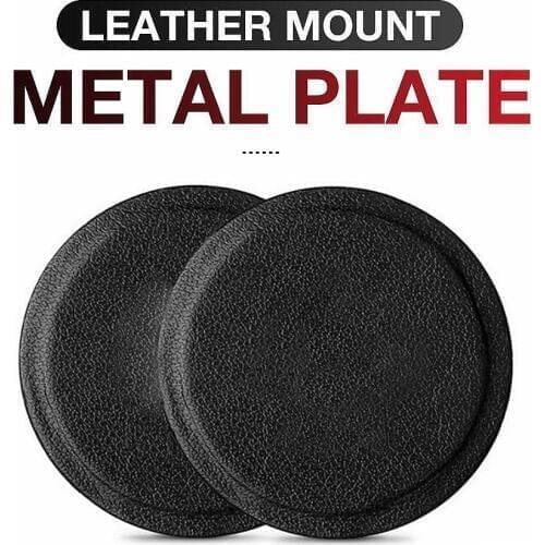 Original genuine leather metal plate round iron 3M adhesive dedicated to magnetic car phone seat accessories