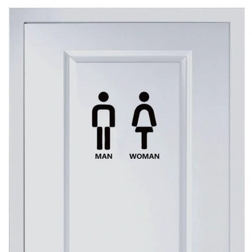 Simple Marks for Men and Womens Toilet Vinyl Wall Sticker Fashion for Shop Office Home Cafe Hotel Toilets Door Decor