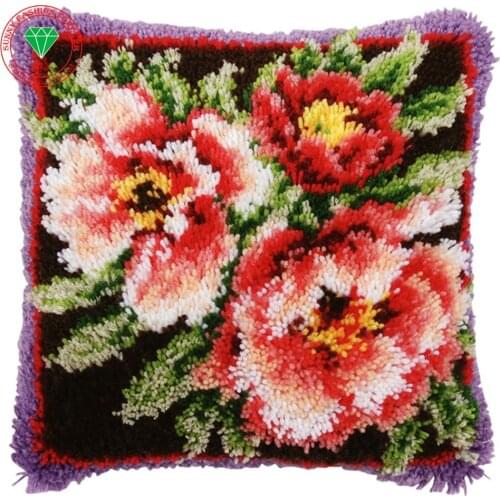 Christmas cushions home pillow Flower Yarn carpet embroidery carpet cushion pillowcase stitch mat pillow home carpet diy cushion