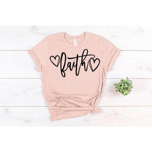 Christian Faith Jesus Faith Religious Shirt Streetwear Female Clothes Cotton O Neck Female Clothing Short Sleeve Tees Harajuku