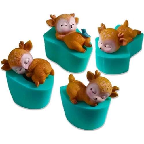 Sika Deer Silicone Molds Cute Pet Cake Chocolate Cake Tools 3D Stereo Deer Mould For DIY Crafts Decoration Kitchen Accessories