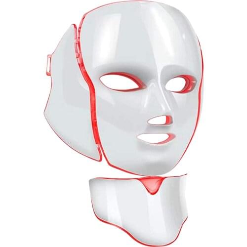 Uaike Led Facial Mask 7 Colors Photon Therapy Face Mask Light Therapy Acne Wrinkle Removal Neck Beauty LED for Face&Neck Mask