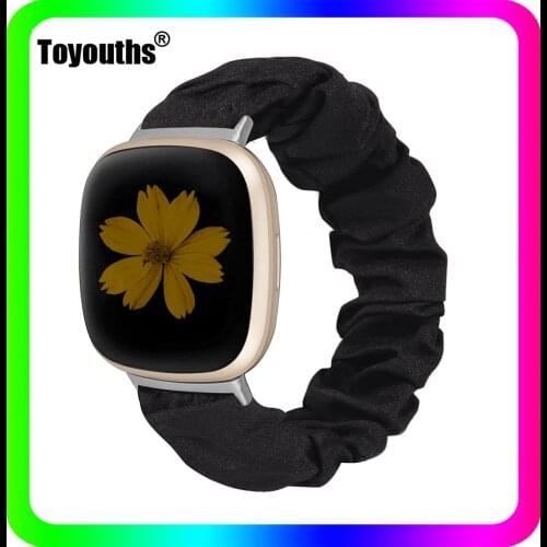 Toyouths Elastic Fabric Bands for Fitbit Versa 3 Women Scrunchies Watch Straps Replacement Printed Watchband for Fitbit Versa 3