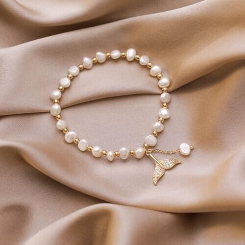 YADA 2020 INS whale Fishtail pearl beads Bracelets&Bangles Charms For Women Bracelets Crystal Handmade Jewelry Bracelet BT200355