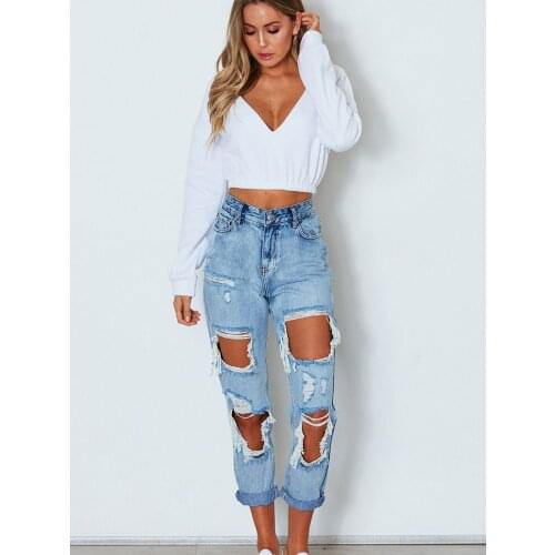 Womens New Long-sleeved Elastic Band Loose Solid Color Casual Harajuku Sexy Short Leaking Belly Button V-neck Top Clothing Size