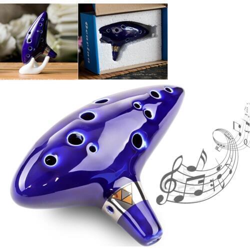 Blue Ocarina 12 Hole Ocarina Ceramic Alto Mid Tone Alto C Flute Blue Instrument Woodwind Instruments for Beginner 1pcs