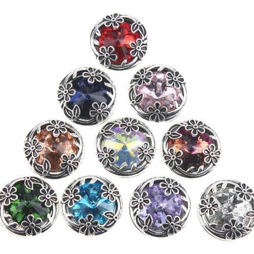 10pcs/lot Snap Button Jewelry Metal Snap Buttons Fit Hollow Box Flower 18mm Snap Bracelet Bangles Women DIY Snap Jewelry