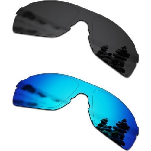 SmartVLT 2 Pieces Polarized Sunglasses Replacement Lenses for Oakley EVZero Pitch Stealth Black and Ice Blue