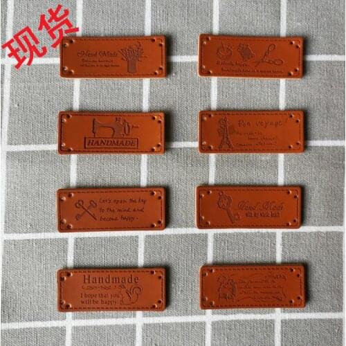 20 Pcs/Set Handmade Patchwork PU leather Tags DIY Sewing label cloth Garment Labels For Sewing Accessories 20*50mm