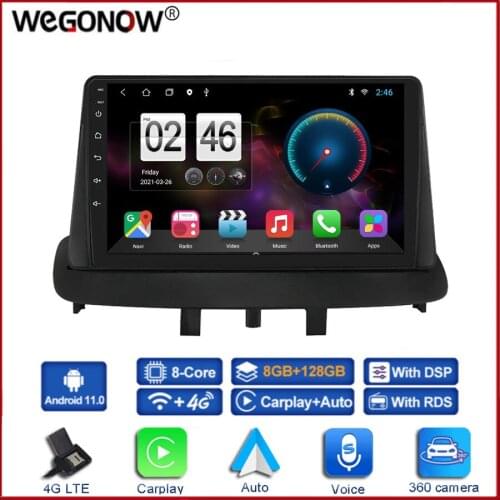 360 Panoramic Camera CanBus 6GB+128G Android 10.0 Car DVD Player GPS WIFI Bluetooth 5.0 RDS Radio For Renault Megane 3 2008-2014