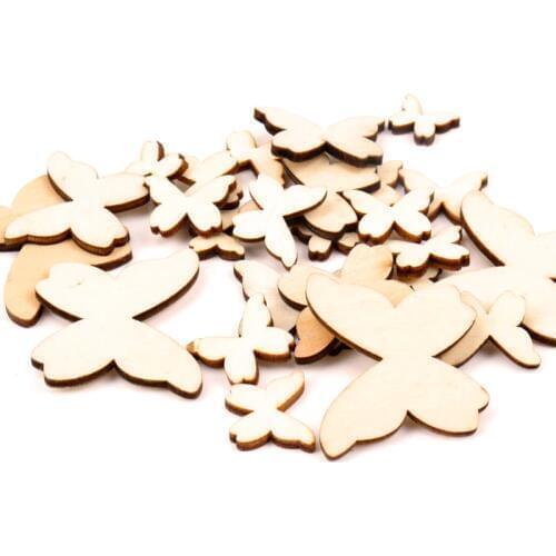 10/15/20/30/40mm 50pcs Wooden Butterfly Pattern Scrapbooking Art Collection Craft For Handmade Accessory Sewing Home