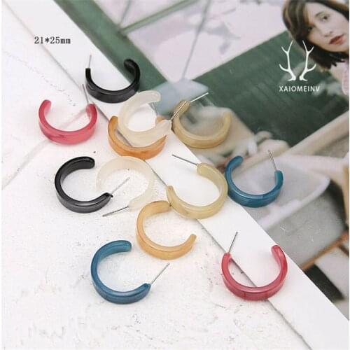 6pcs New Fashion Women Stud Earrings Statement c-shaped Acetate elegant Earrings For Girls 2020 Trend Diy Jewelry Accessories
