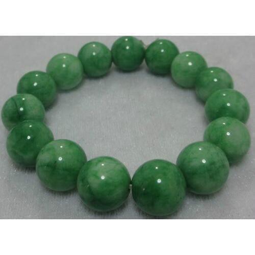 Free shipping 12mm NATURE BEAUTIFUL GREEN JADEITE BRACELET GREEN HAND CATENARY 7.5" AAA