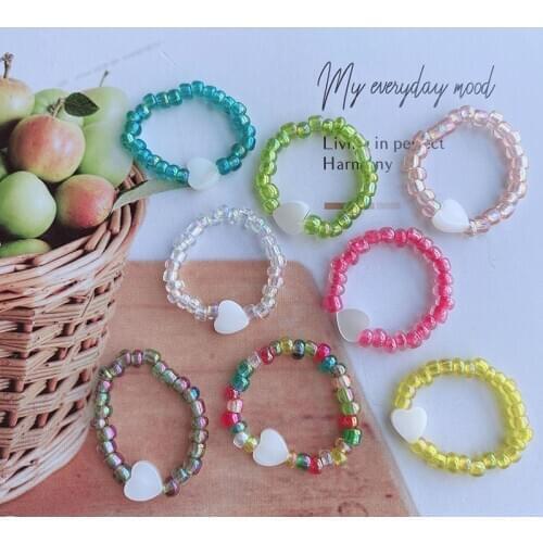 Bohemian Bead Rings Natural Jewelry Multi Color Handmade Fashion Gifts Women Girls Wedding Rings Elastic Adjustable