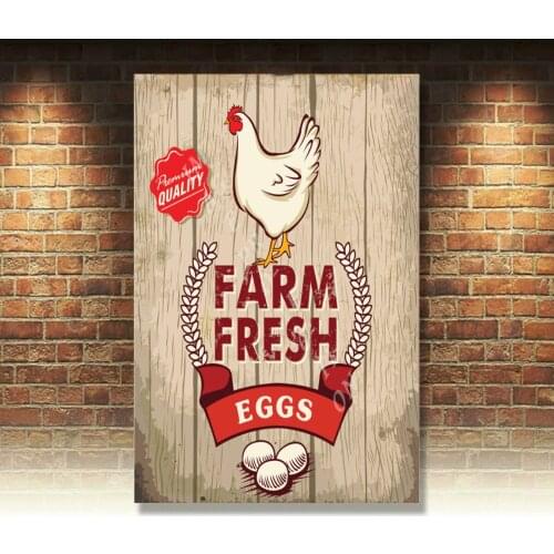 FARM FRESH EGGS ` LARGE METAL TIN SIGN POSTER VINTAGE STYLE KITCHEN