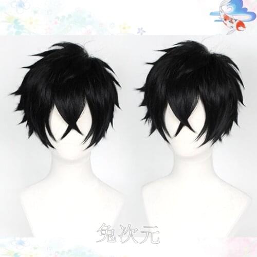 Kusaka Kabane Black Short Wigs Men Synthetic Hair Cosplay Costume Wigs + Wig Cap