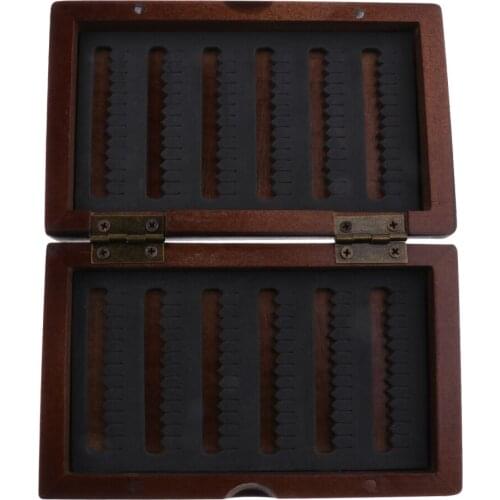 Wooden Fly Box Slit Foam Fly Fishing Box Flies Fishing Lure Storage Case Fly Fishing Box