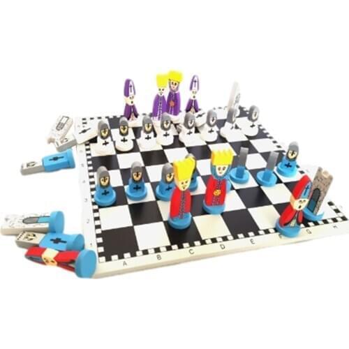 Kids Wooden Chess Set High Quality Crafted Chess Chess Board And Crafted Chess Pieces Easy Travel Chess Set For Children