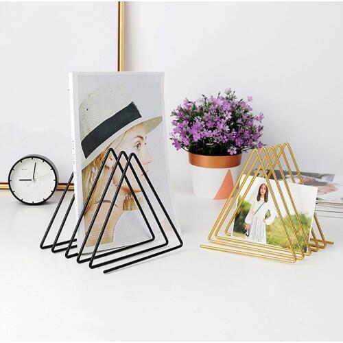 Home Organization 4 Grid File Storage Book Shelf Wrought Iron Stand Holder Desktop Organizer New Office Storage