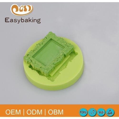 Food Grade Rectangle Frame Shape 3D Silicone Fondant Mold for Cake Decorating Tools