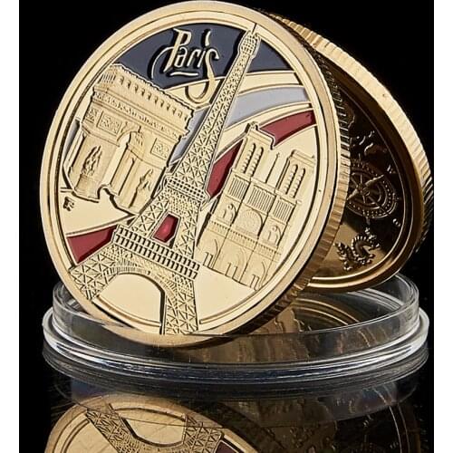 France Paris Eiffel Tower Arc De Triomphe The 100th Anniversary Of The French Revolution Gold Plated Coin Decoration Collection