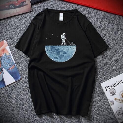 100% cotton knitted summer street style Developing the moon casual short sleeve men T shirt European size tshirt male t-shirt