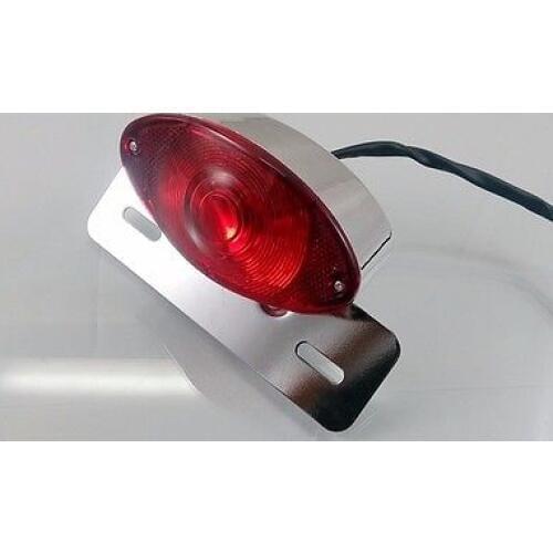 Chrome Retro Vintage Oval Brake Tail Light Cruiser Chopper Bobber Old School CB