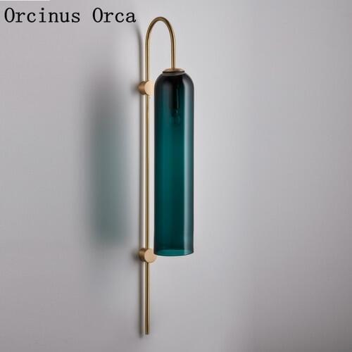 Postmodern Creative Individual LED Blue Wall lamp Living Room Corridor Bedside Lights American Simple Glass Wall lamp