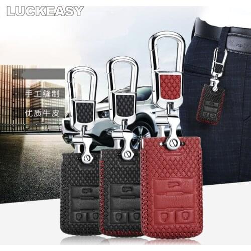 Luckesy leather key cover for Chevrolet Captiva 2017 car key case holder