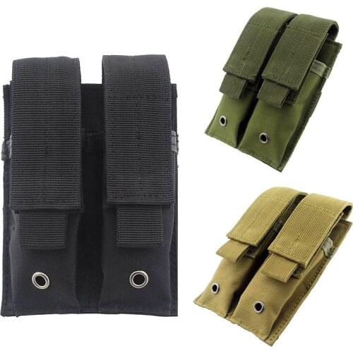 Nylon 9mm Tactical Molle 2 Double Pistol Magazine Pouch Handgun Mag Bag Holder Molle Mag Belt Pouch Shotgun Accessories